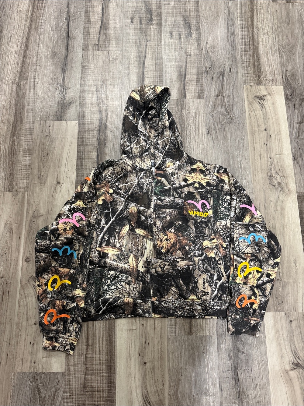 HMDD Happy Memories Don’t Did Camo Zip-Up Hoodie with Multicolor